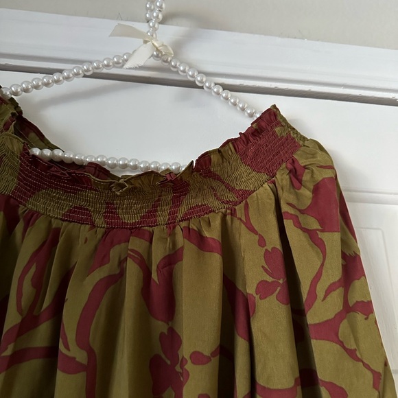 Easel Olive/Plum Print Off The Shoulder Top - Picture 2 of 7